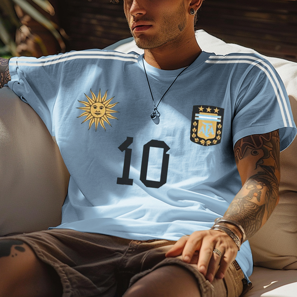 Unisex Vintage Argentina Football Oversized Y2k T-shirt