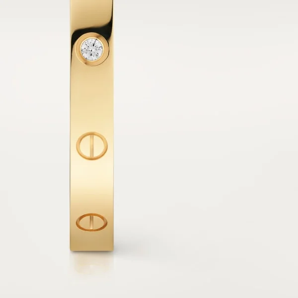 Love bracelet, open, classic model, 1 diamond Yellow gold, diamond