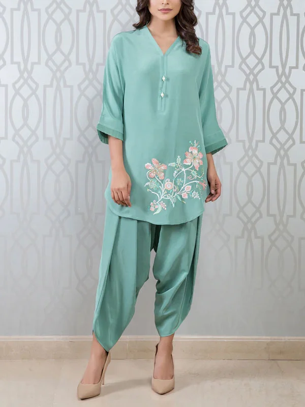 Ethnic style cropped trousers temperament elegant ladies suit