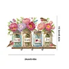 Wooden Flower Bird Diamond Painting Hook Rail with 3 Hooks for Home Decor
