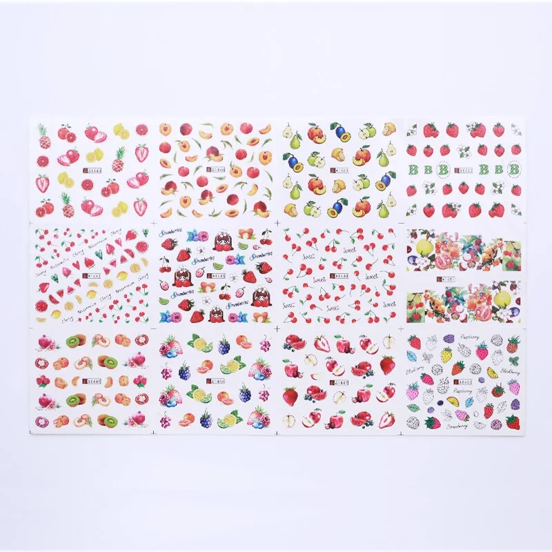 12pcs Plaid Cow Water Decals Flower Sliders Nail Stickers for Nails Inscriptions Nail Art Decoration French Style Water Sticker-Nail Inspo