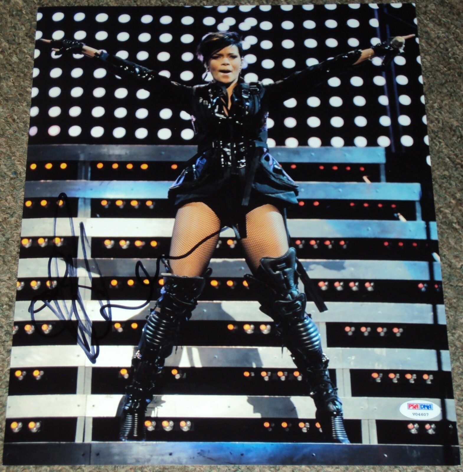 RIHANNA SIGNED AUTOGRAPH SEXY LEATHER BOOTS STAGE HOT 11X14 Photo Poster painting PSA/DNA V04607