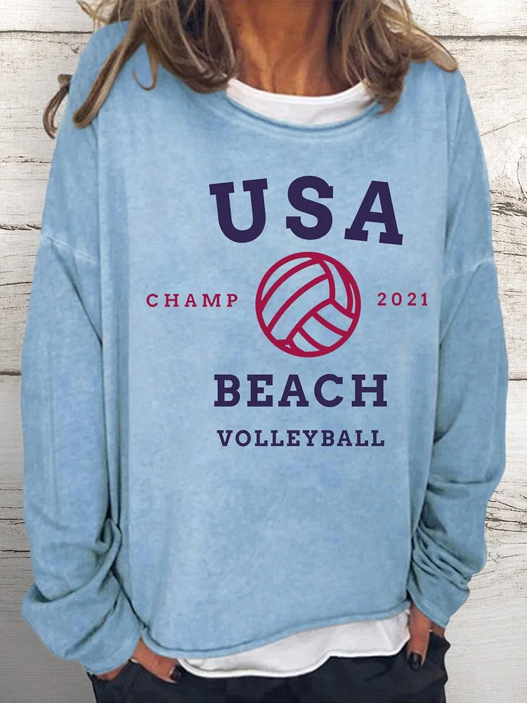 USA Beach Volleyball Tokyo Champion 2021 Women Loose Sweatshirt-Annaletters