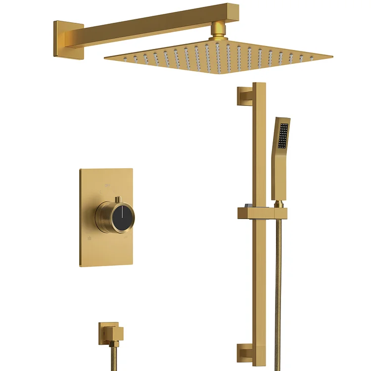 EVERSTEIN Wall Mount Shower System with Handheld in Brushed Gold SFS-1036-GD10