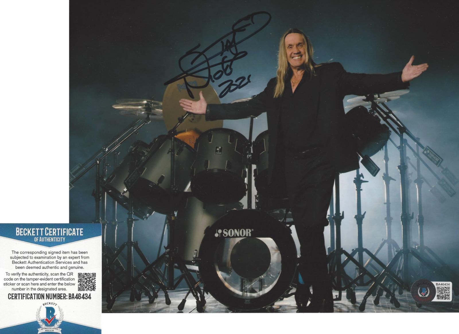 NICKO MCBRAIN - IRON MAIDEN DRUMMER - SIGNED 8x10 Photo Poster painting 4 DRUMS BECKETT COA BAS