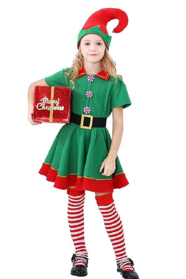 Kids Elf Costume Cute Christmas Outfit for Boys and Grils-elleschic