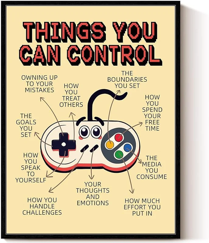 InSimSea Framed Canvas Wall Art, Motivational Words Wall Art for Living Room, Life Advice Print Paintings, Fun Slogan Home Office Decor, Bedroom Wall Decor -【THINGS YOU CAN CONTROL】