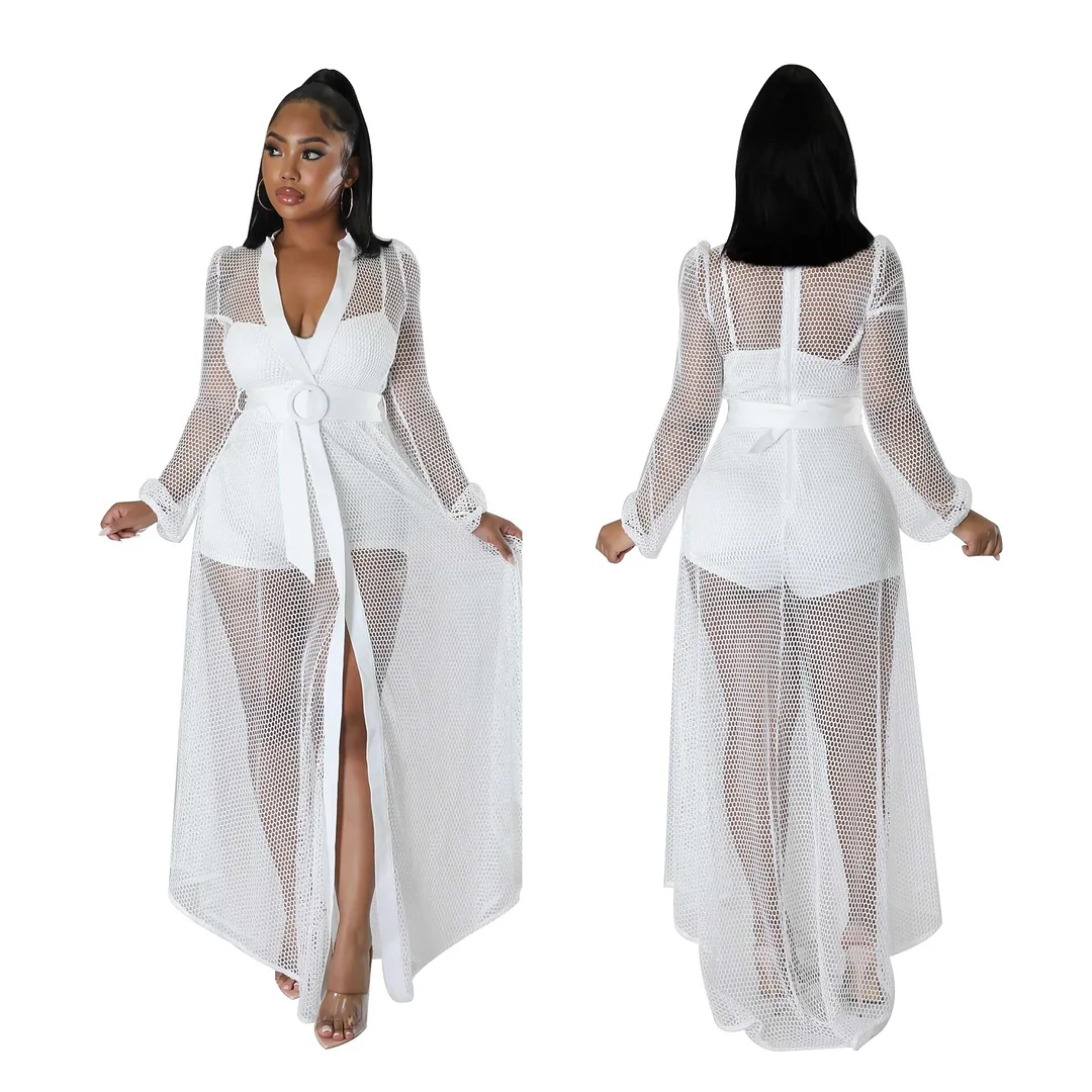 Casual Overalls Solid  See Through Mesh Thick Jumpsuits Outfits Slim Long Sleeve Jumpsuit Clothes Elegant Romper Overall