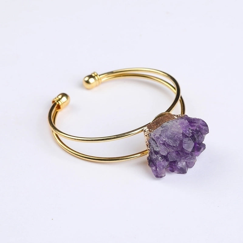 Elegant Geometric Copper Gold Plated Crystal Bangle