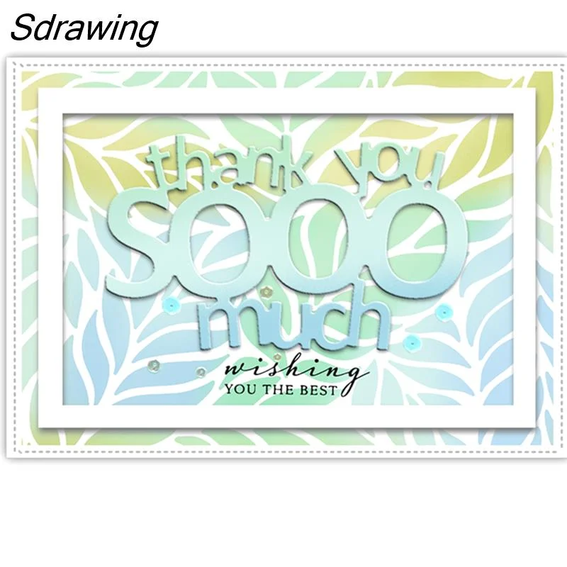 Sdrawing Thank You Metal Cutting Dies DIY Scrapbooking Cutting Dies Embossed Template Decor Dies Cut For Greeting Cards