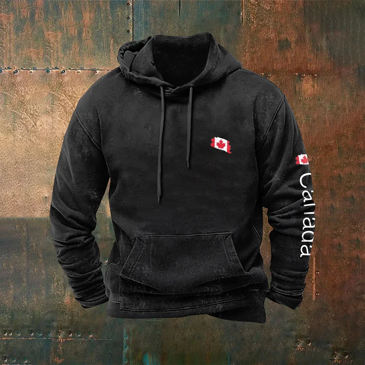 Simpfit Lässiger Kapuzenpullover für Herren mit kanadischem Flaggen-Print