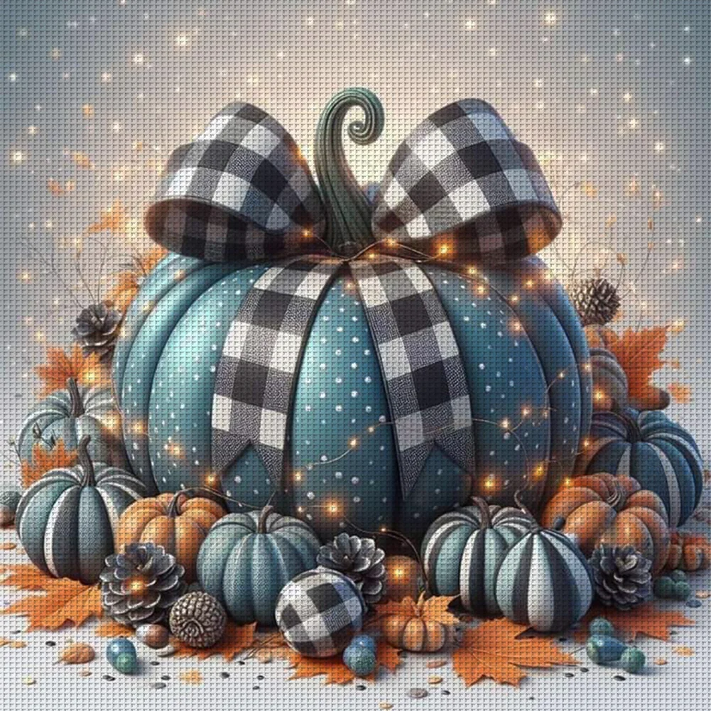 11CT Full Stamped Cross Stitch - Blue Pumpkin(Canvas|40*40CM)