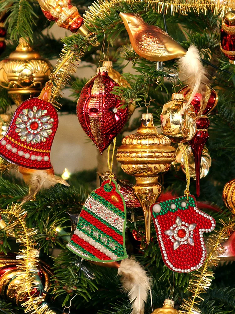 8pcs DIY Diamond Painting XmasTree Pendant (Single Sided)