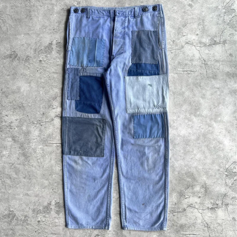 Vintage Sun Faded French Repaired Trousers