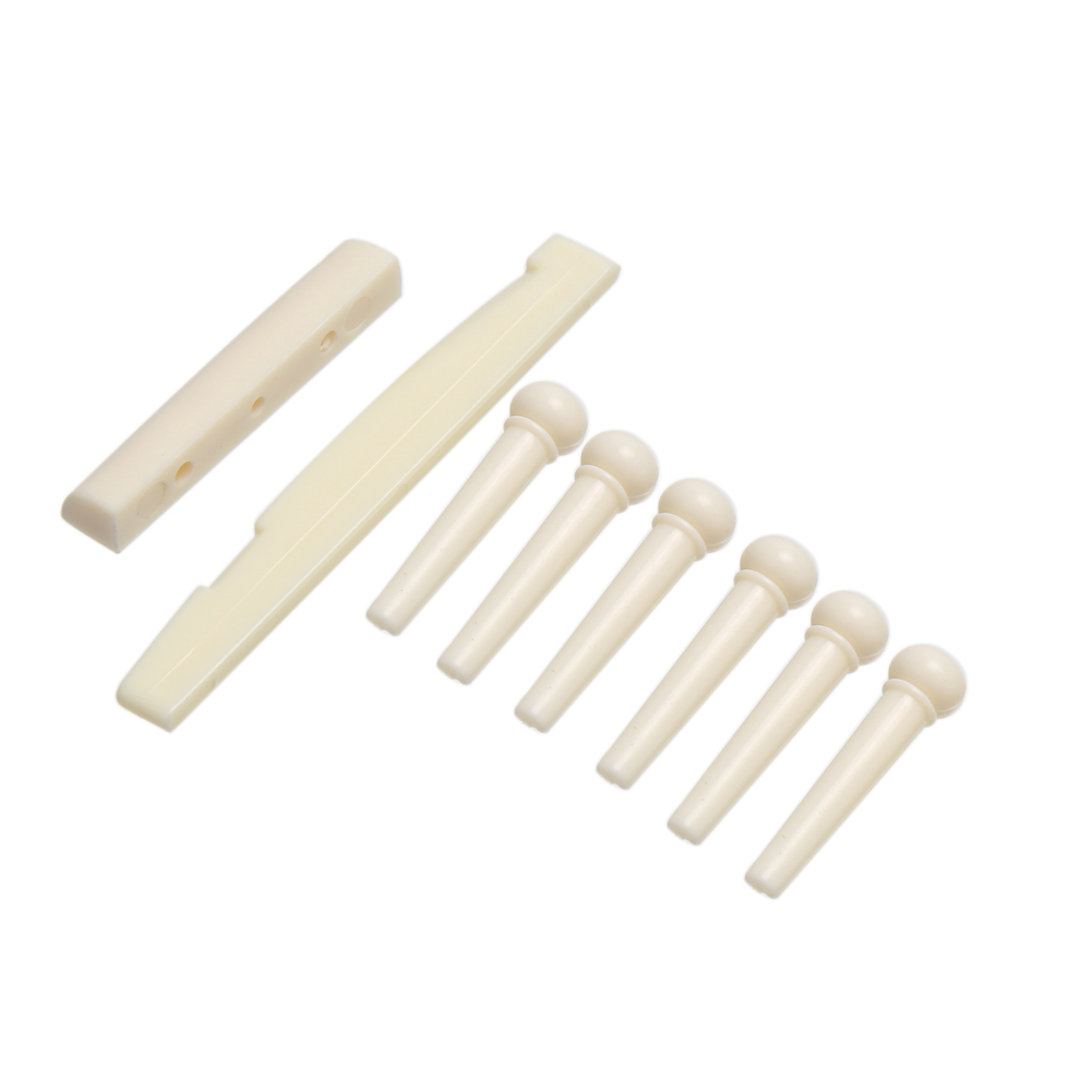 

6-String Guitar Bridge Pins Saddle Nut Acoustic Cattle, White, 501 Original