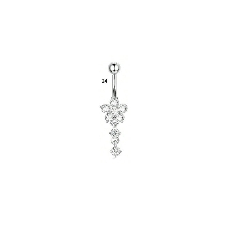 1 Piece Belly Rings Minimalist Classic Style Water Droplets 304 Stainless Steel Inlay Zircon Belly Rings