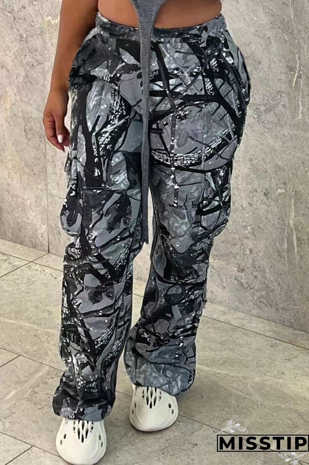 Multicolor Casual Print Patchwork Regular High Waist Conventional Full Print Trousers