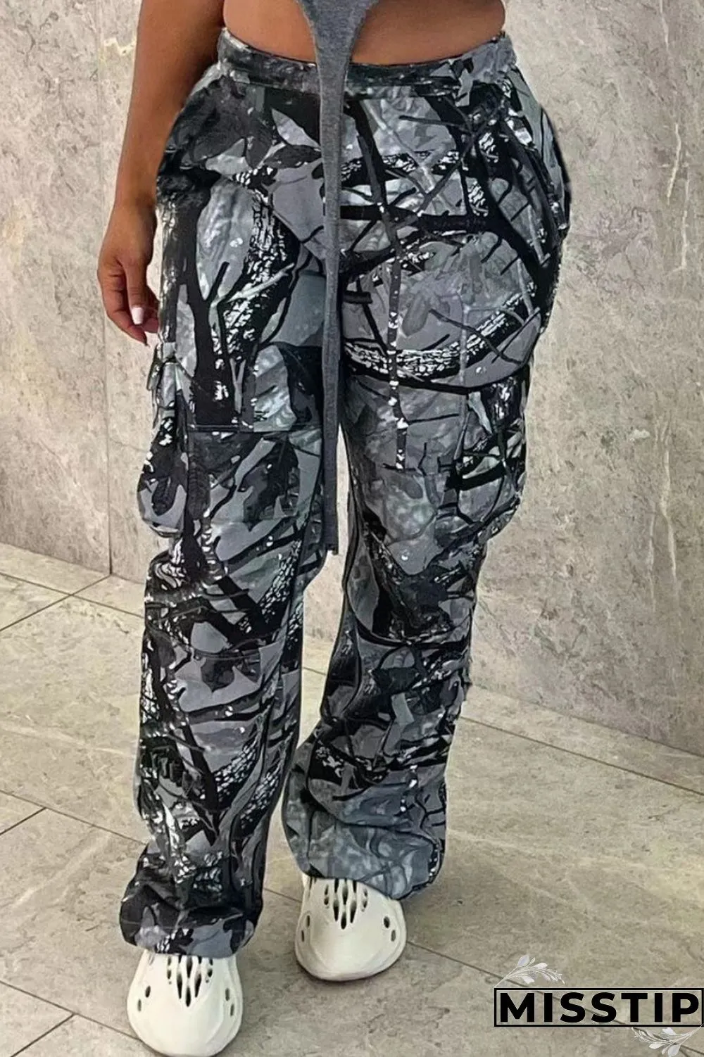 Multicolor Casual Print Patchwork Regular High Waist Conventional Full Print Trousers