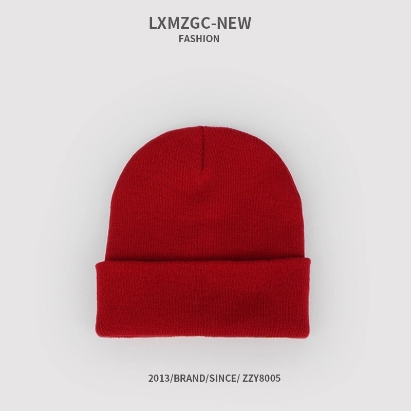 Pure Color Double-layer Warm Korean Style Knitted Hat