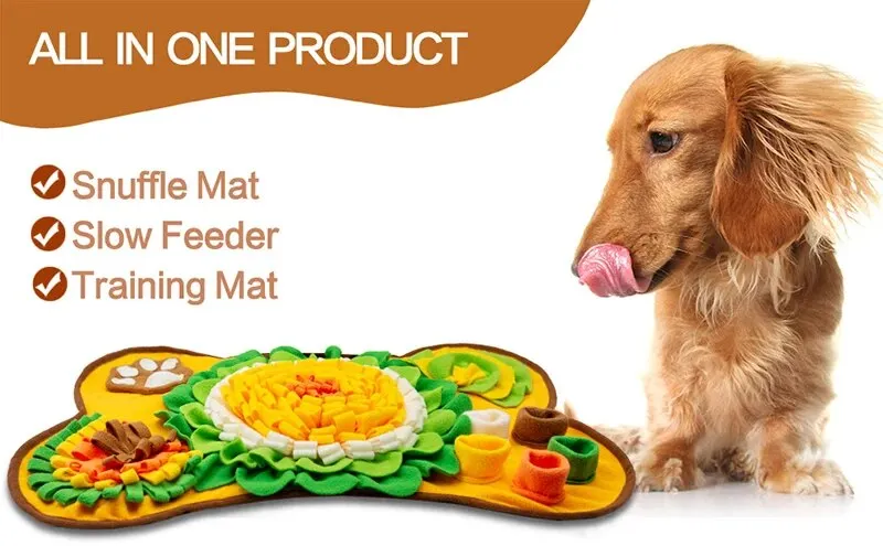 Tegooe Interactive Dog Snuffle Mat for Foraging and Slow Feeding Training - Fleece Puzzle Toy with Anti-Slip Base