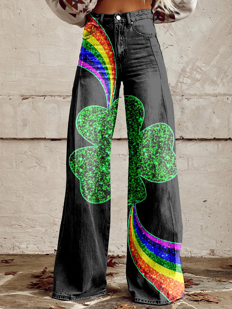 Women's  St. Patrick's Day  Art Print Casual Wide Leg Pants