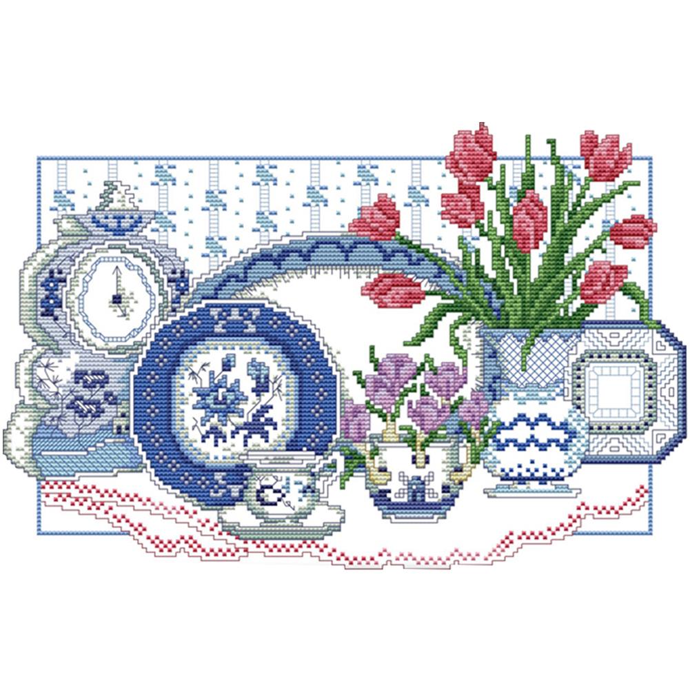 

Celadon Vase Flower - 14CT Stamped Cross Stitch - 37*27cm, 501 Original