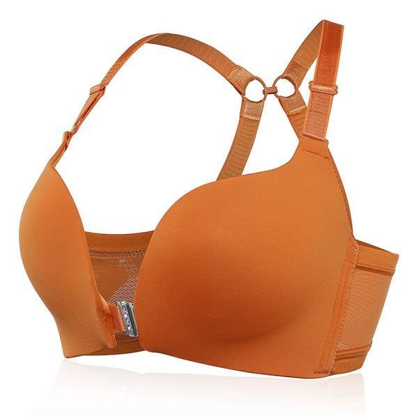 E Cup Front Closure Wireless Soft Criss-cross Strap Bras