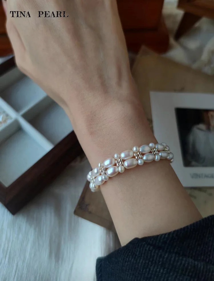 2025 TINA Jewelry 925 silver freshwater pearl Classical double-row bracelet