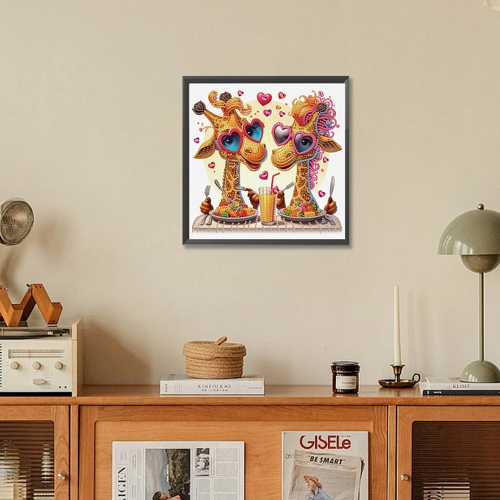 Diamond Painting - Partial Special Shaped Drill - Funny Giraffe(Canvas|30*30cm)