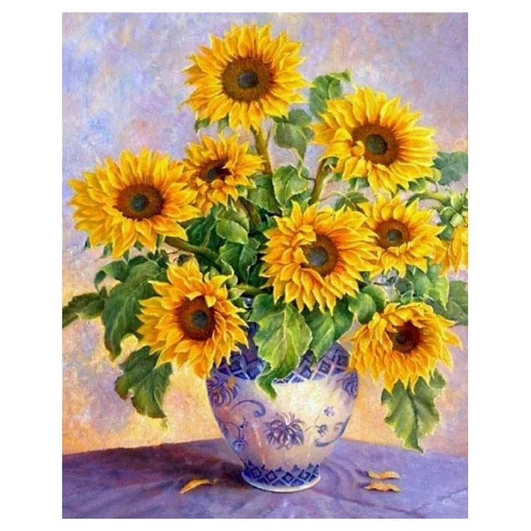 Blooming Sunflower - 11CT 3 Strands Threads Printed Cross Stitch Kit - 40x50cm(Canvas)