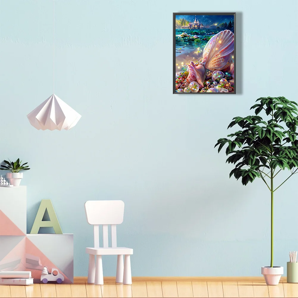 5D DIY Full Square Drill Diamond Painting Beach Shell Kit Home Decor Art Craft