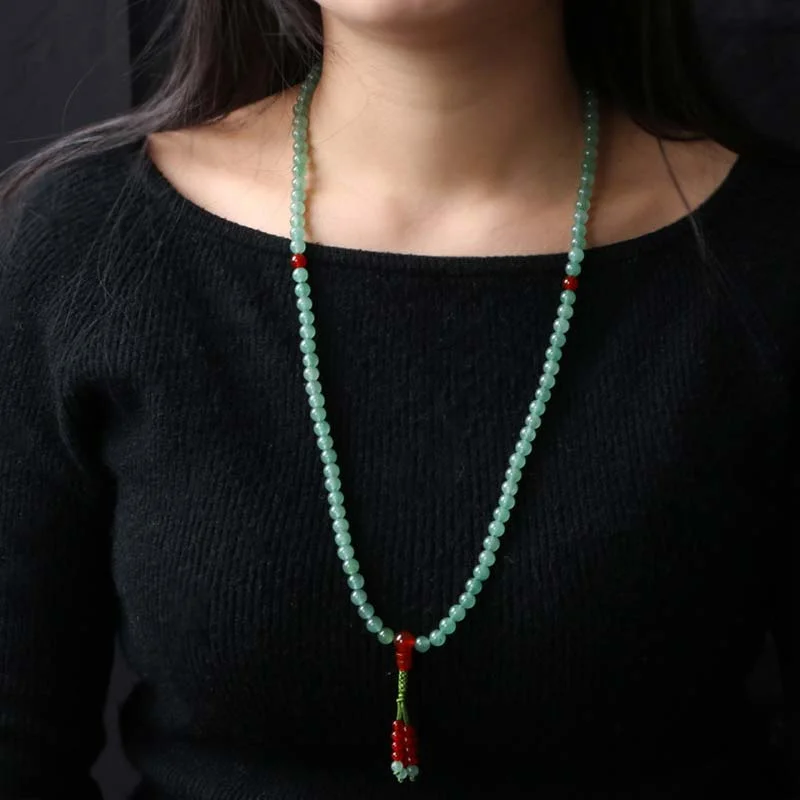 Green Aventurine Red Agate 108 Beads Luck Bracelet Necklace Mala