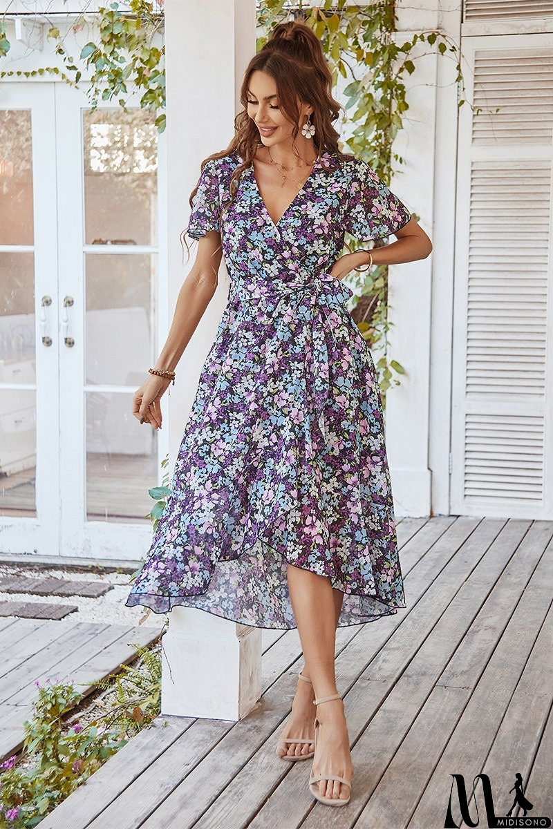 MidiSono - Floral Dream V-Neck Midi Dress