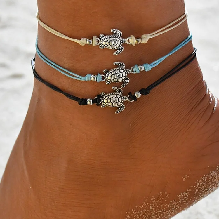 Sea Turtle Anklet Boho Summer Beach Braided Anklet Bracelet for Women