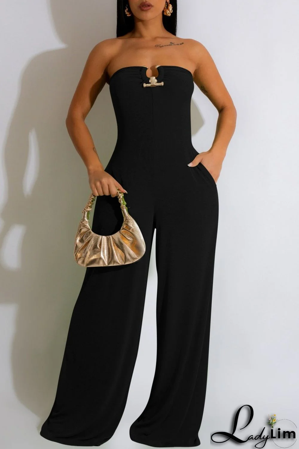 Red Sexy Casual Solid Backless Strapless Regular Jumpsuits