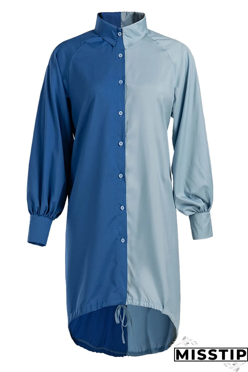 Grey Fashion Casual Plus Size Solid Patchwork Asymmetrical Turndown Collar Shirt Dress