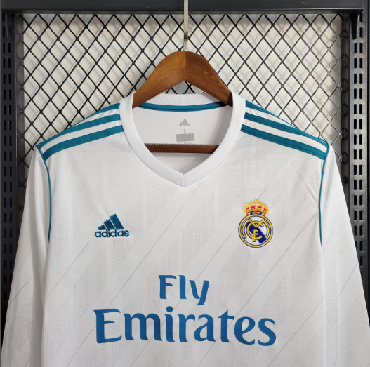 Retro 17/18 Real Madrid Home Long Sleeve Football Shirt Thai Quality