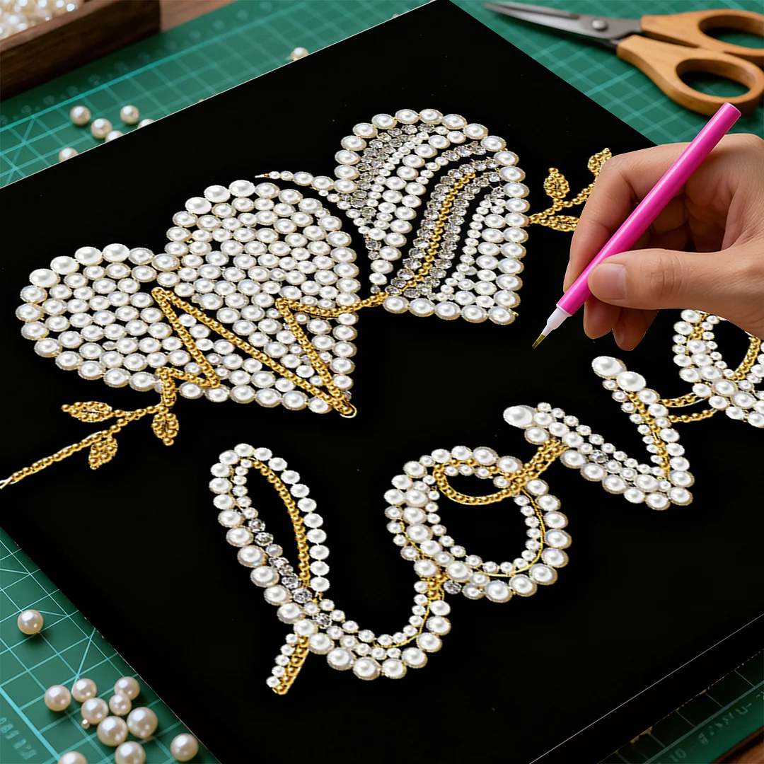 LOVE DIY Pearl Art Diamond Painting Kit for Adults Home Decor 25x25cm With Frame