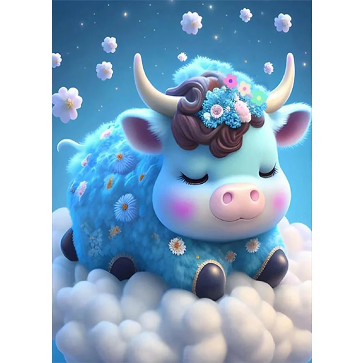 Cartoon Zodiac Animal - Ox 30*40CM(Canvas) Full Round Drill Diamond Painting gbfke