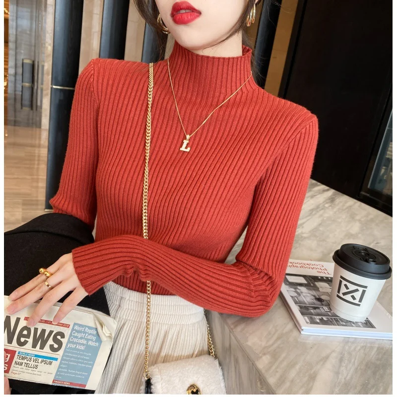 Uveng Uveng Collar Sweater Bottoming Women's Autumn And Winter 2024 New Clothes Fashion Knitted Shirt