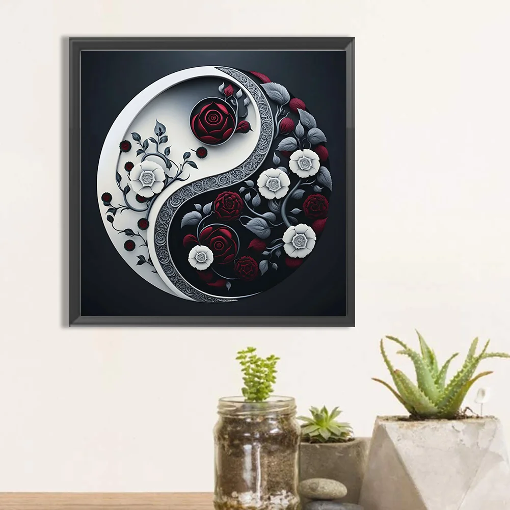 Diamond Painting - Full Round Drill - Yin Yang Flower(30*30cm)