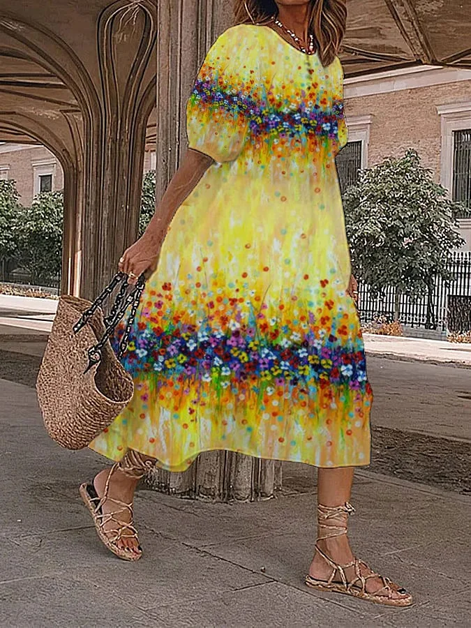 Women's Floral Print Vintage Dress