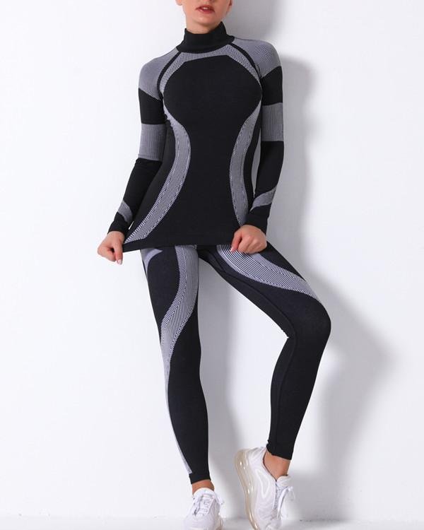 Sport Mesh Breathable Seamless Long Sleeve & long Leggings Sets
