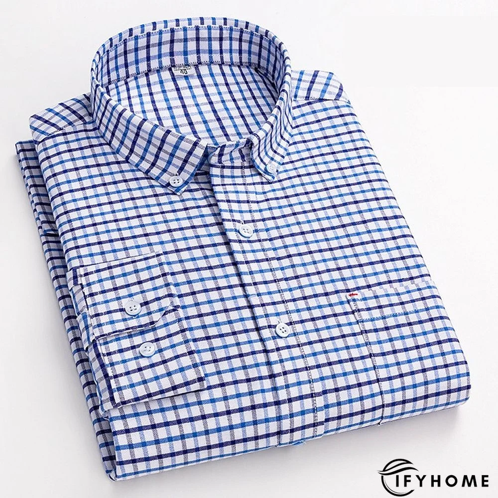 Men's Denim Shirt Turndown Spring &  Fall Long Sleeve A B C Plaid / Striped / Chevron / Round Daily Wear Clothing Apparel Print | IFYHOME