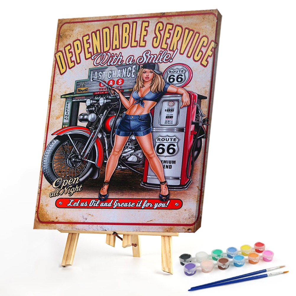 

40*50CM - Paint By Numbers - Motorcycle Girl, 501 Original