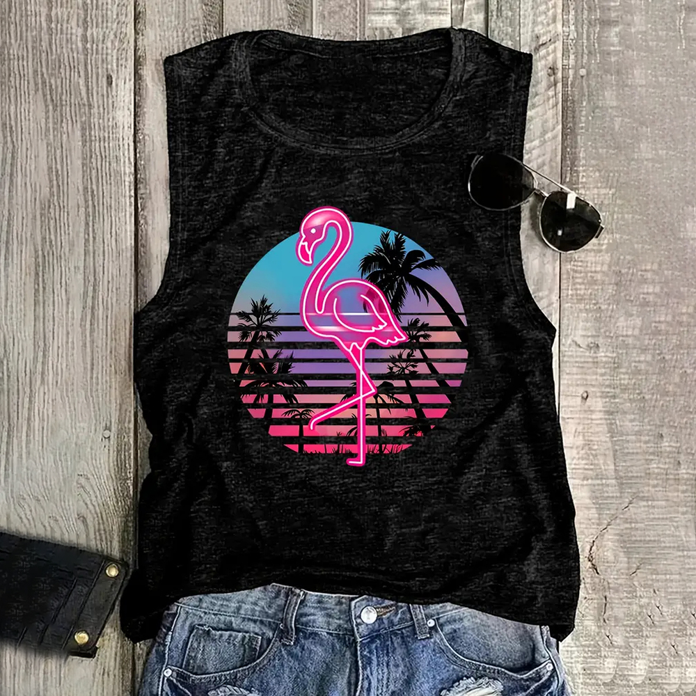 Teepublicz Women's Fashion Q of Hearts Pattern Printed Sleeveless Vest Simple White Sleeveless Tops Summer Breathable Women's Clothing