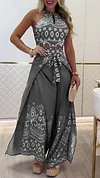 Women's Vintage Printed Holiday Casual Three-Piece Suits