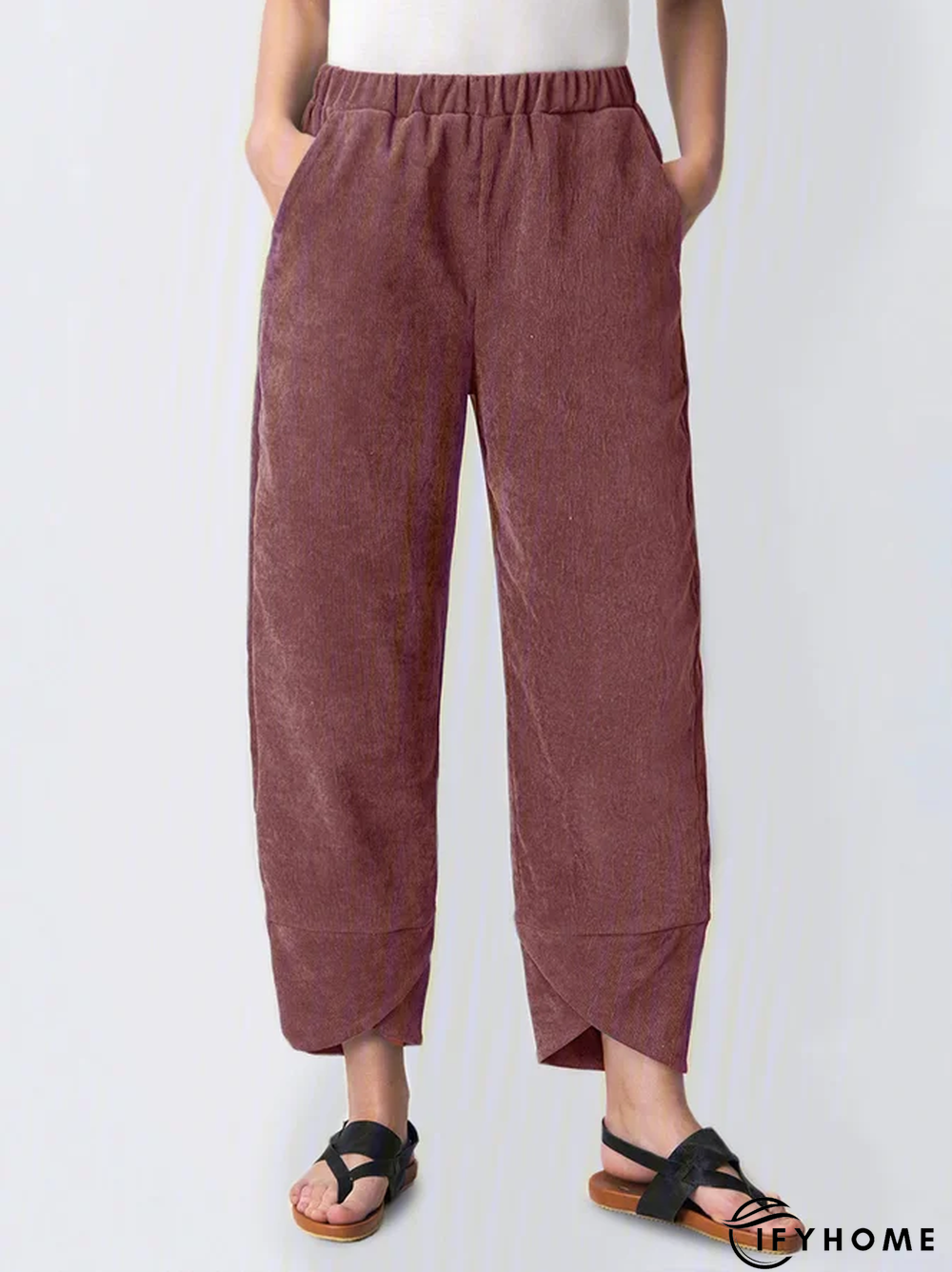 Corduroy Loose Striped Linen & Cotton Bottoms | IFYHOME