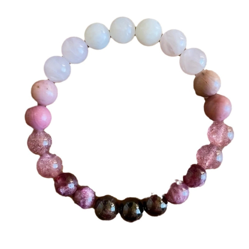 Tume Hot Pink Peach Blossom Natural Stone Bracelet Women’s High-end Style Handmade Beaded Bracelet