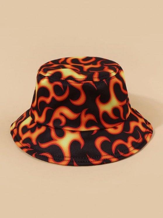 Casual Fire Print Bucket Hat